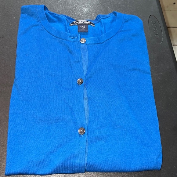 Lands' End Sweaters - Lands End Women's Supima Crew Cotton Cardigan Sweater Bright sea Blue